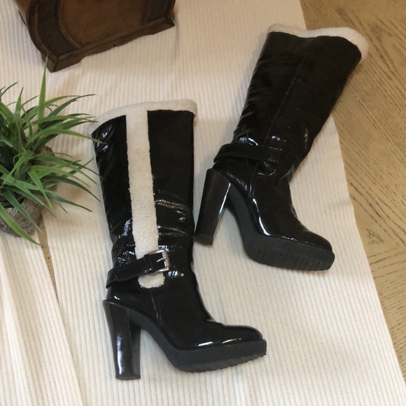 Michael Kors knee Boots black patent faux fur - Picture 6 of 15